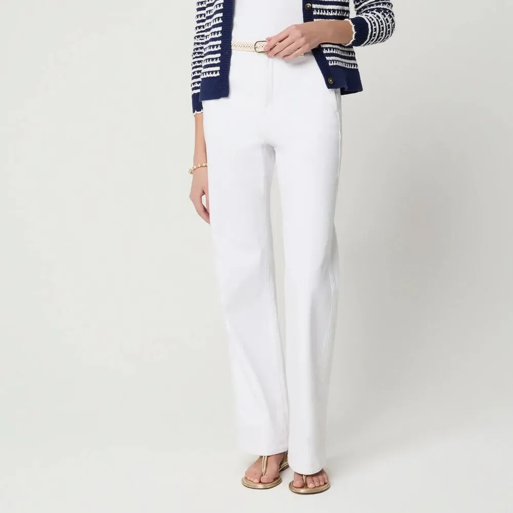 J. CREW Drapey Denim Trouser Jeans 29 White Wide Leg Stretch NWT B32